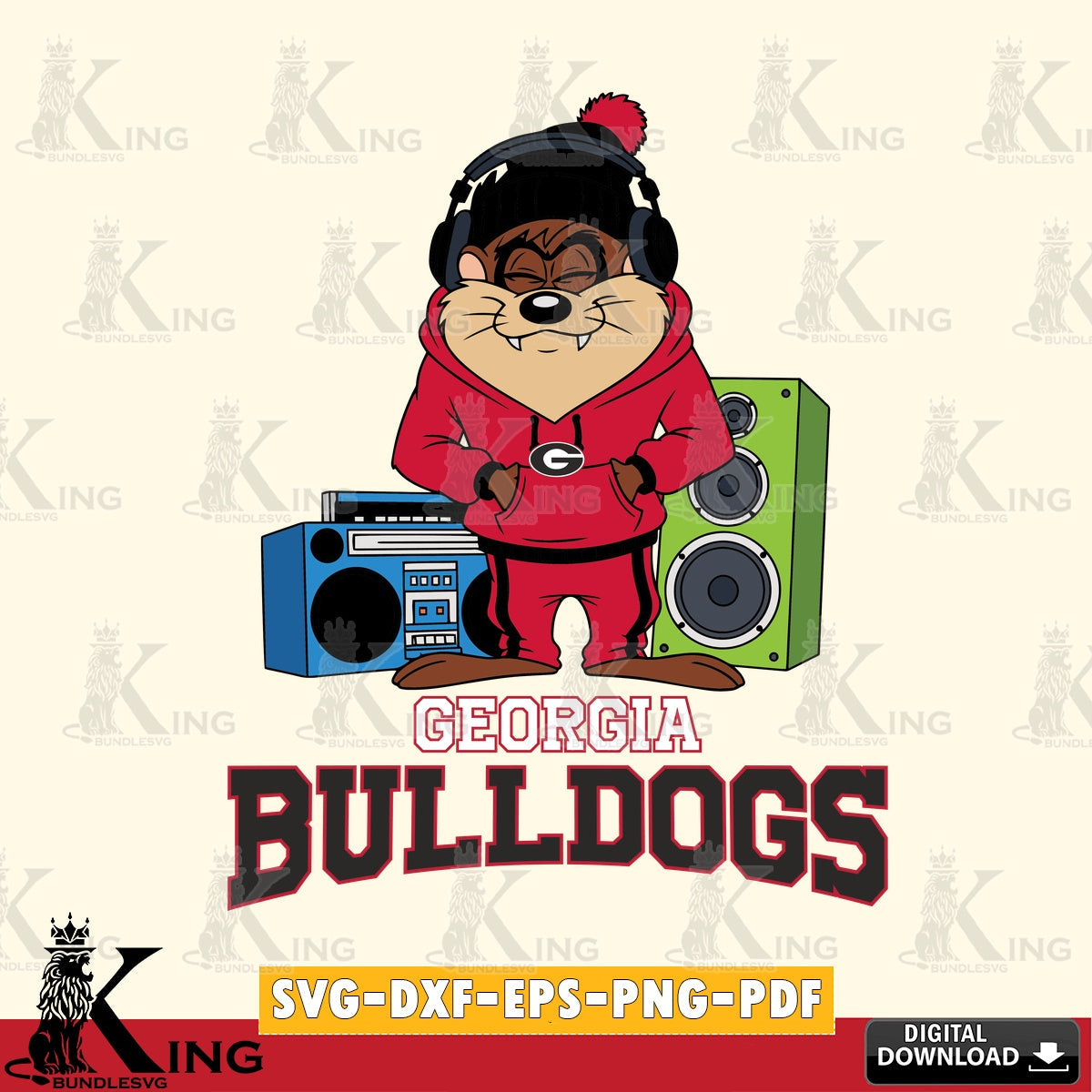 Georgia Bulldogs Taz Hip Hop SVG file, Cut file , Digital Download , Instant Download, Taz svg, NCAA svg