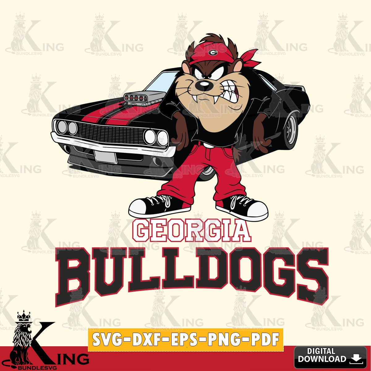 Georgia Bulldogs Taz Racing Car SVG file, Cut file , Digital Download , Instant Download, Taz svg, NCAA svg