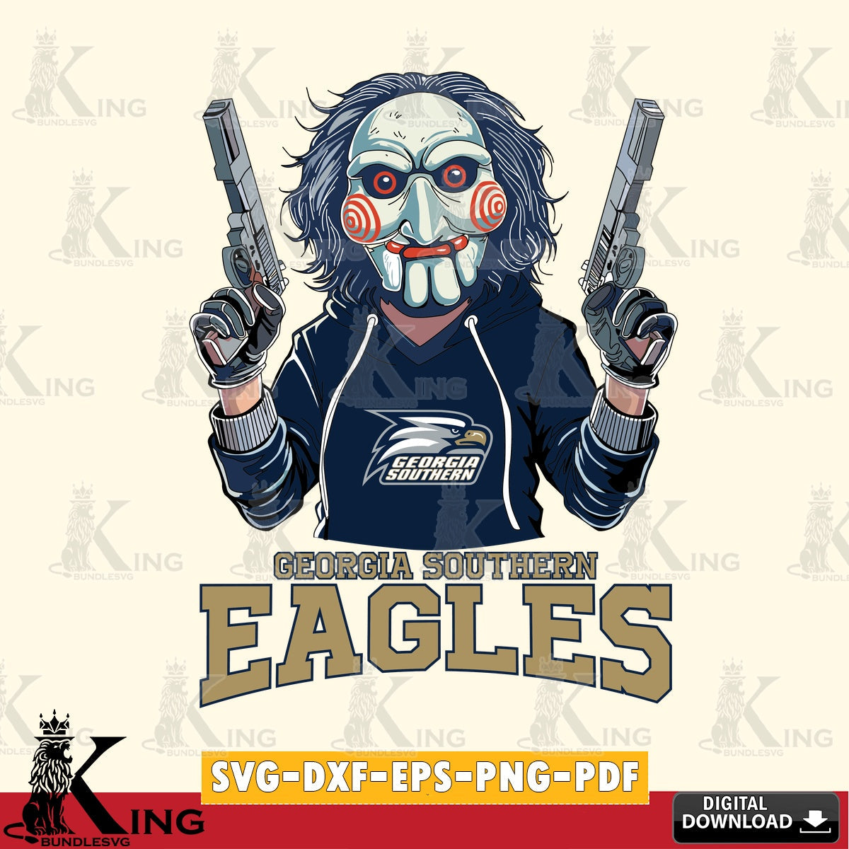 Vector design showing Georgia Southern Eagles Jigsaw Billy Football vector illustration for POD merchandise and apparel