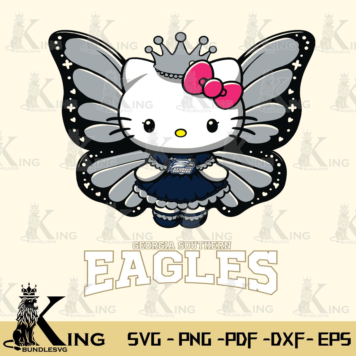 Georgia Southern Eagles Kitty Wings & Flowers Svg Eps Dxf Png File, Digital Download