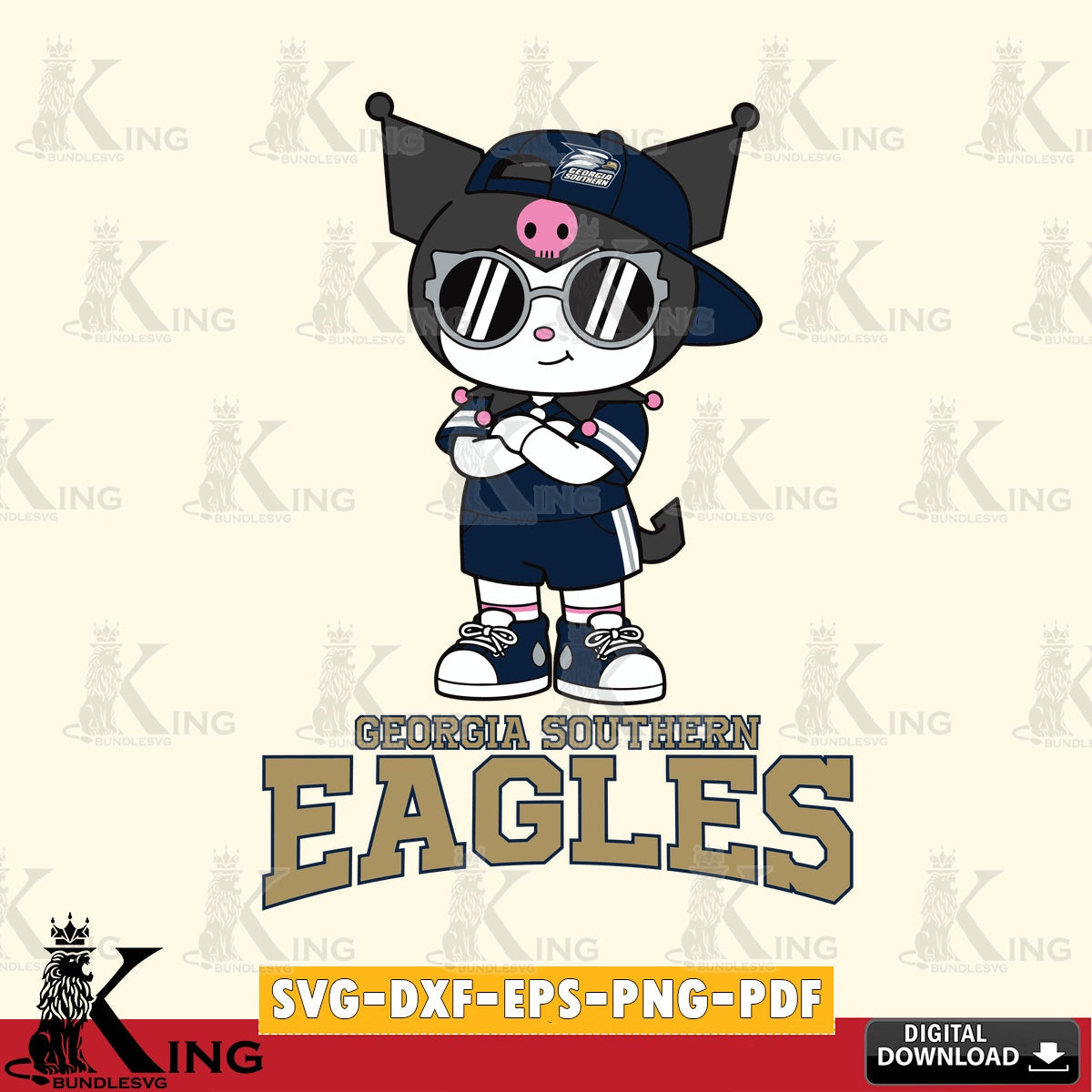 Georgia Southern Eagles Kuromi Football Jersey SVG file, Cricut, Cut file , Digital Download , Instant Download, Sanrio svg, Clipart
