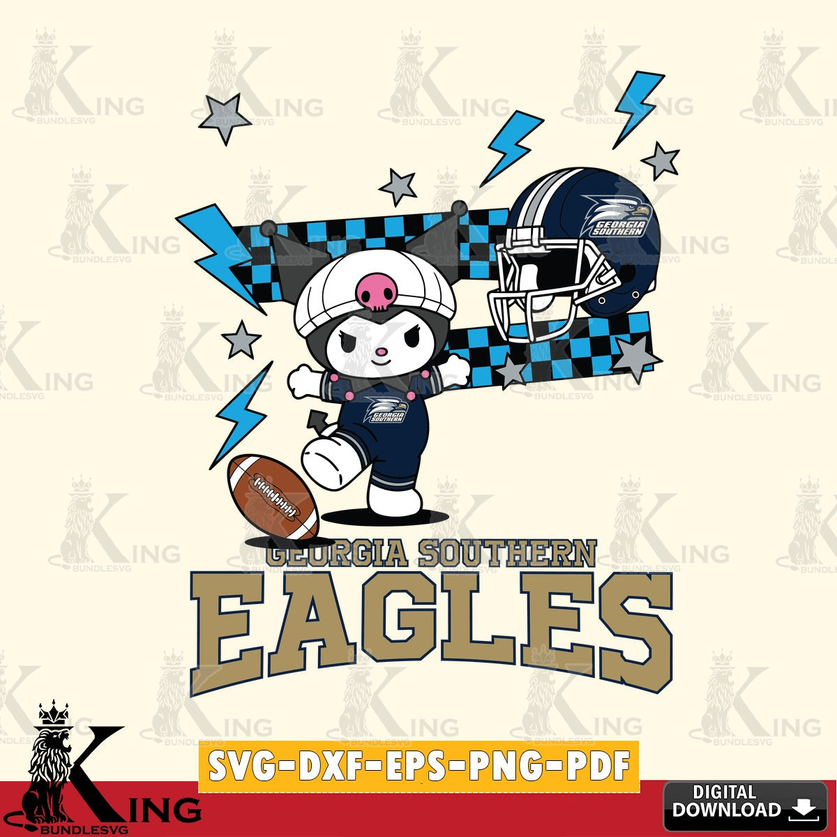 Georgia Southern Eagles Kuromi Game Day SVG file, Cricut, Cut file , Digital Download , Instant Download, Sanrio svg, Clipart