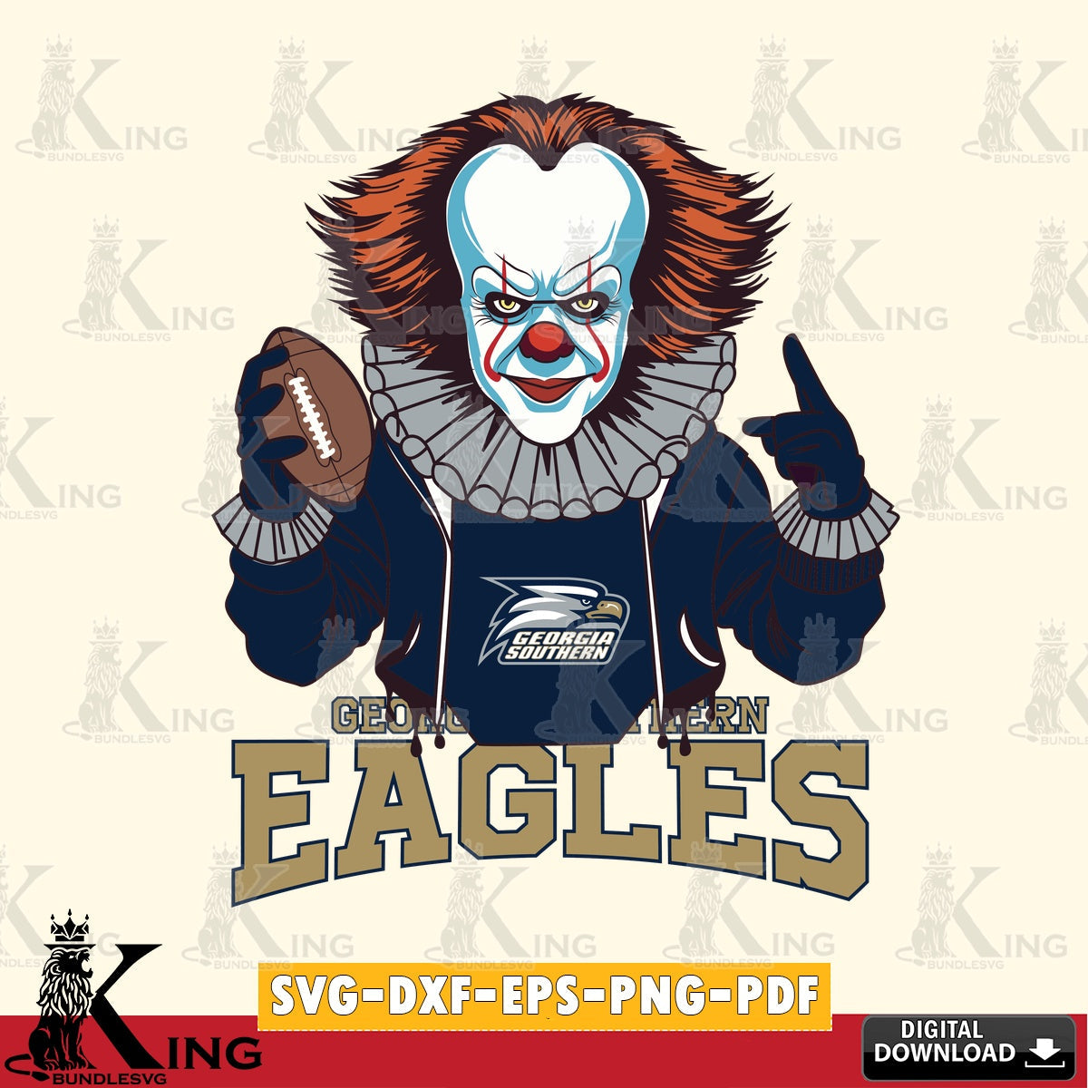 Printable art of Georgia Southern Eagles Pennywise player football, crafting file for iron-on transfer and vinyl decals