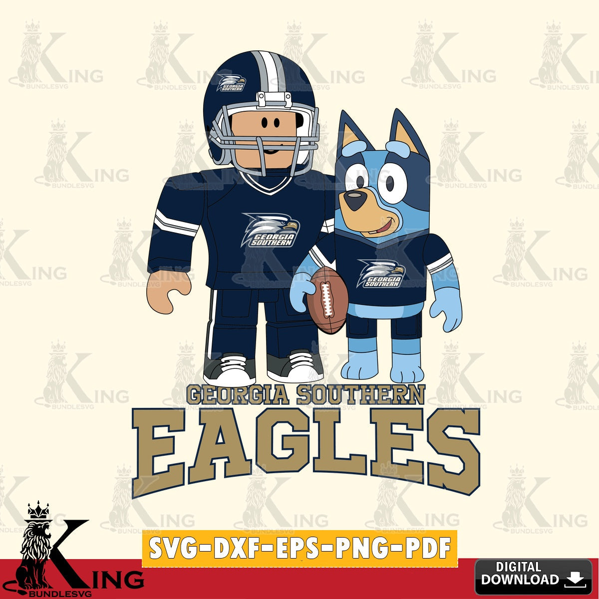 Georgia Southern Eagles Roblox & Bluey Football SVG file , NCAA Cricut, File cut , Digital Download , PDF File