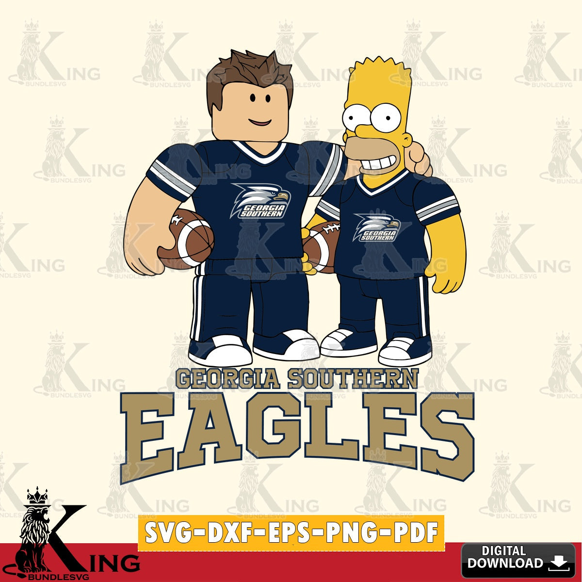Georgia Southern Eagles Roblox & Homer Simpson Football SVG file , NCAA Cricut, File cut , Digital Download , PDF File