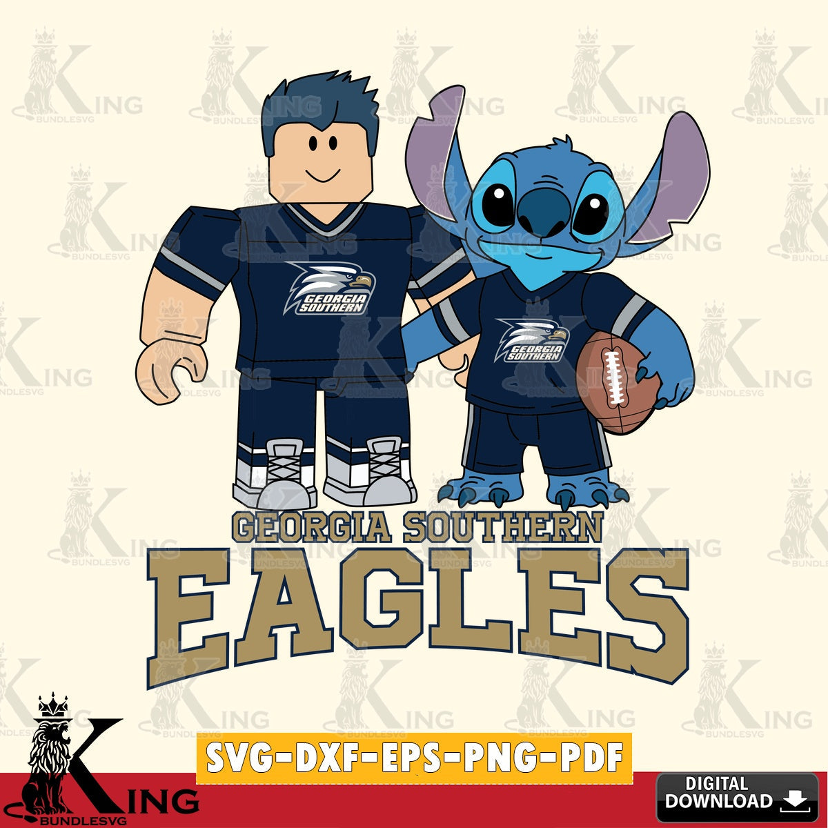 Georgia Southern Eagles Roblox & Stitch Football SVG file , NCAA Cricut, File cut , Digital Download , PDF File