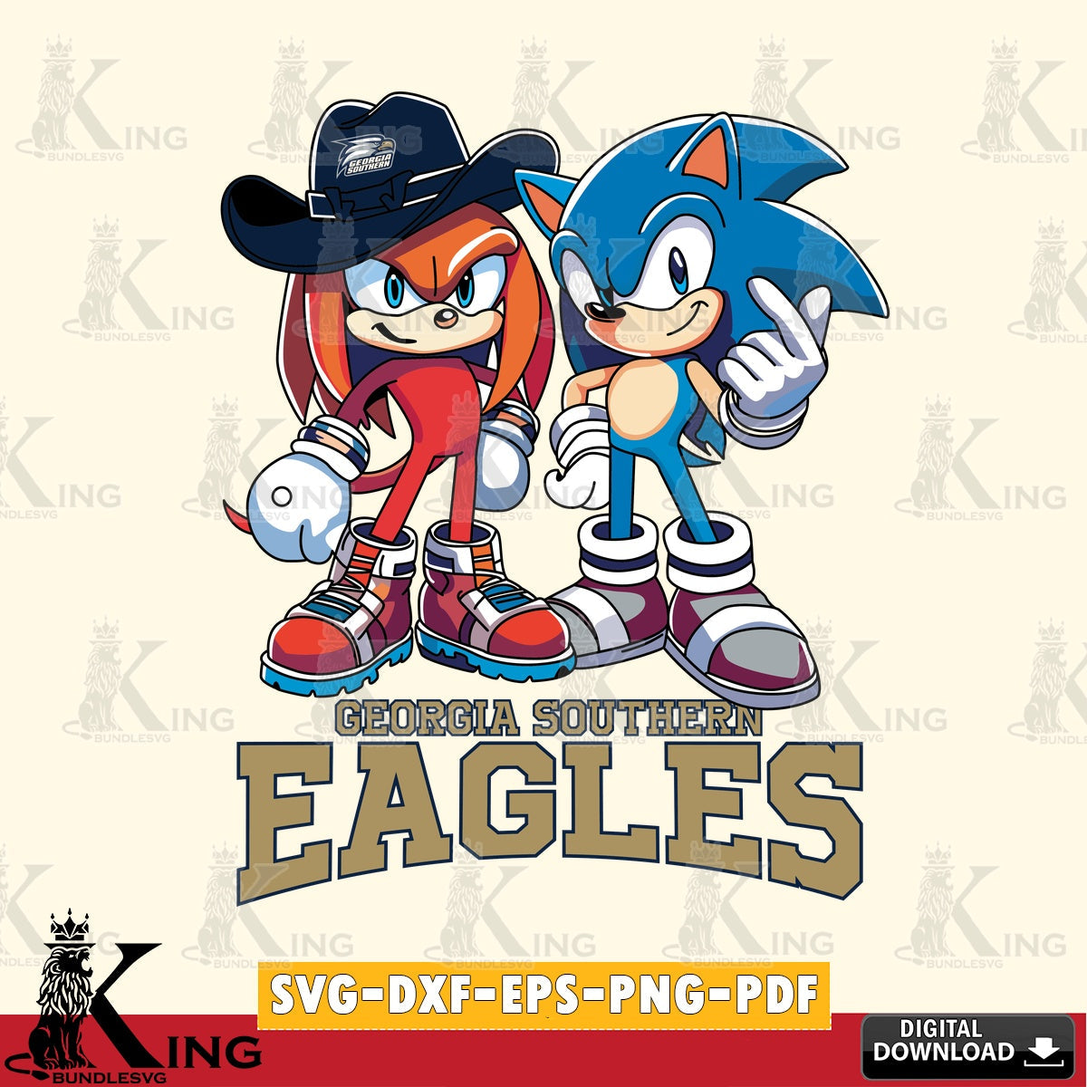 Georgia Southern Eagles Sonic & Knuckles Football Mascot SVG file, Vector , Digital Download , PDF File , Instant Download