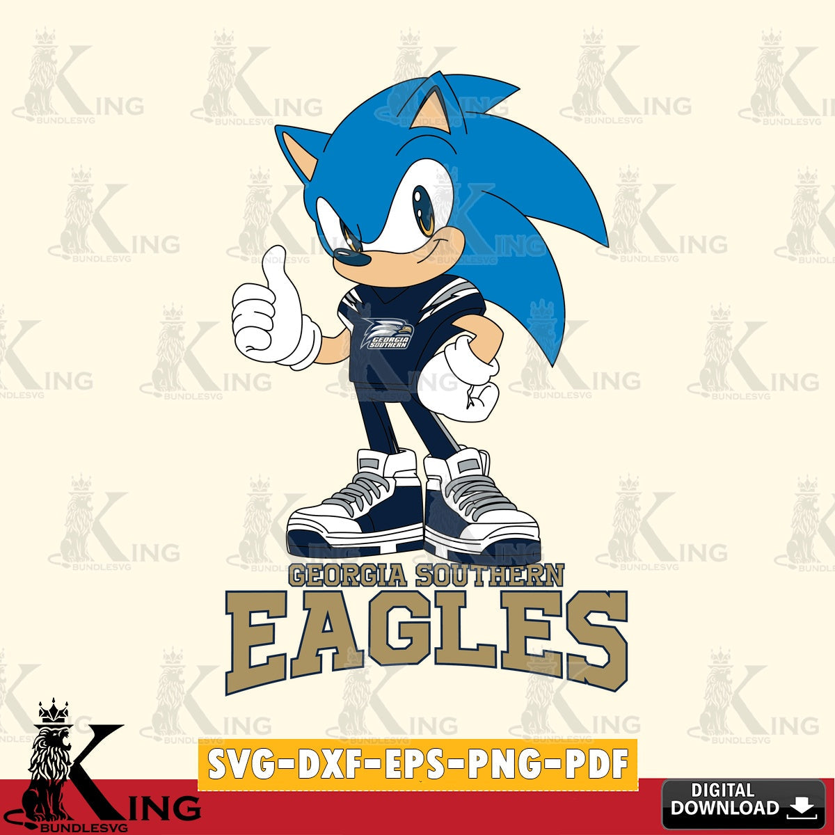 Eye-catching graphic of Georgia Southern Eagles Sonic Like Football, digital clipart compatible with laser engraving and cutting