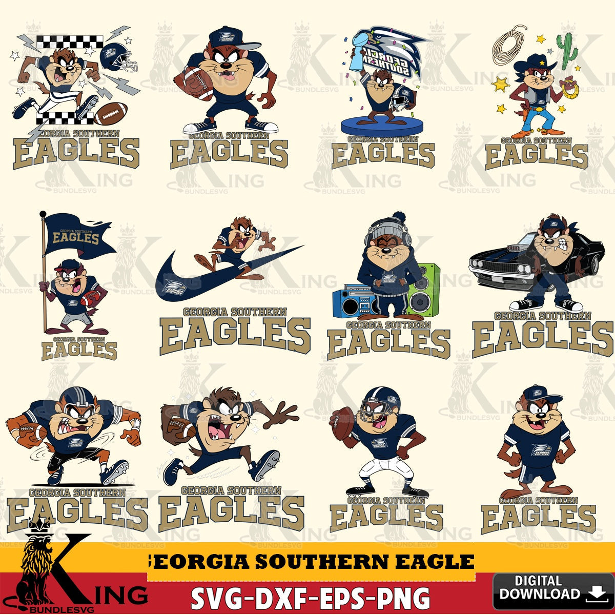 Georgia Southern Eagles Taz Football NCAA Bundle SVG file, Cut file , Digital Download , Instant Download, Taz svg, NCAA svg