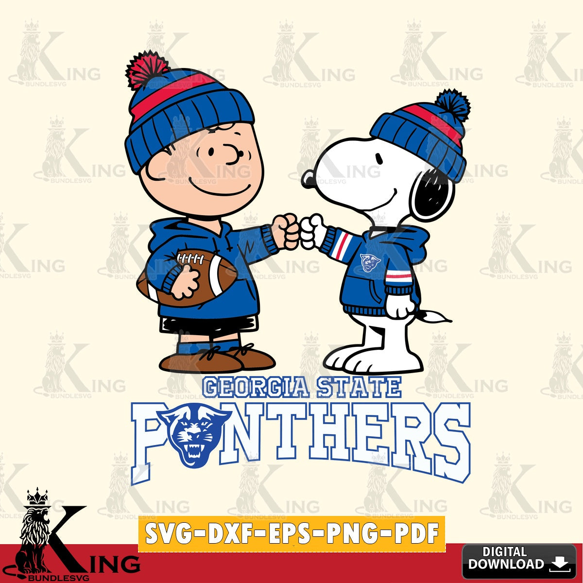 Georgia State Panthers CharlieBrown Football Fist Bump SVG, Cricut, Cut file , Digital Download , Instant Download, Peanuts svg, NCAA svg, Football svg, Sport svg