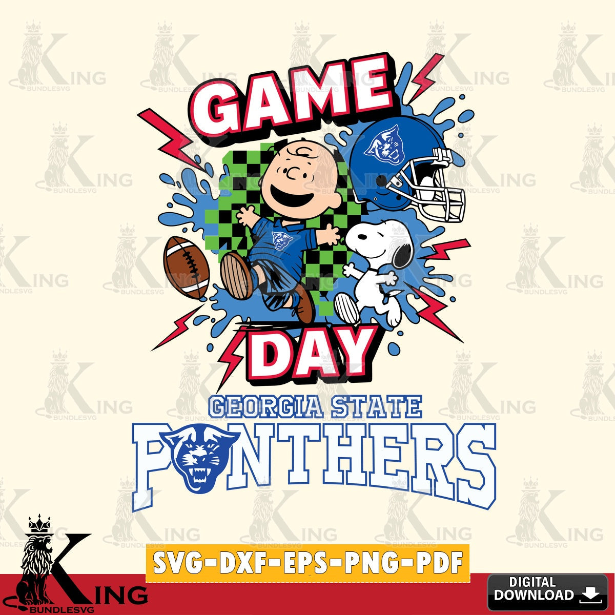Georgia State Panthers Game Day Peanuts SVG, Cricut, Cut file , Digital Download , Instant Download, Peanuts svg, NCAA svg, Football svg, Sport svg