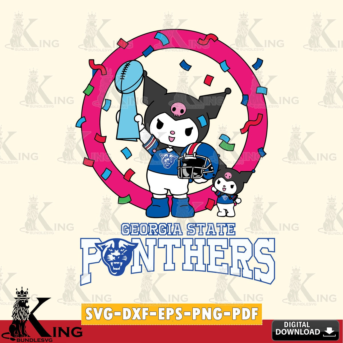 Georgia State Panthers Kuromi Football Champion SVG file, Cricut, Cut file , Digital Download , Instant Download, Sanrio svg, Clipart
