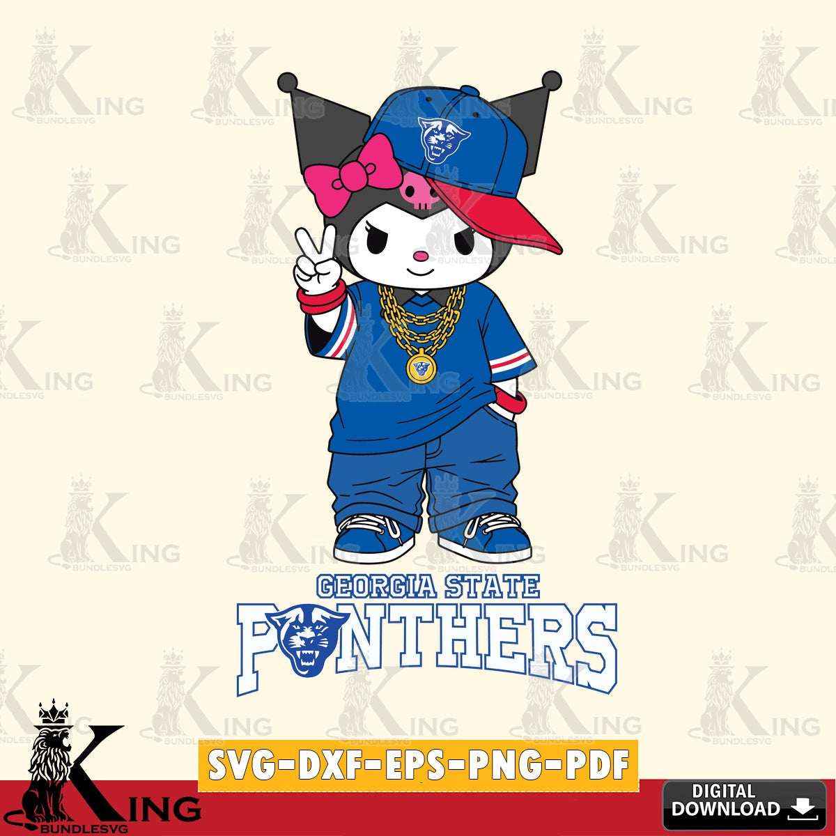 Georgia State Panthers Kuromi Streetwear Style SVG file, Cricut, Cut file , Digital Download , Instant Download, Sanrio svg, Clipart