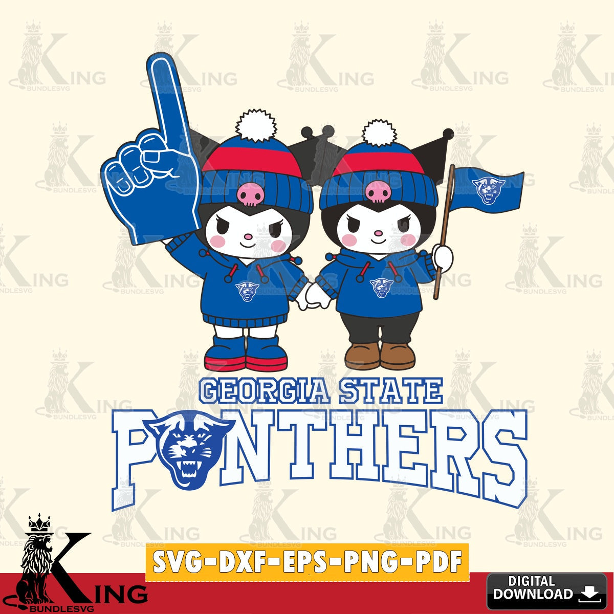 Georgia State Panthers Kuromi rugby Fan SVG file, Cricut, Cut file , Digital Download , Instant Download, Sanrio svg, Clipart