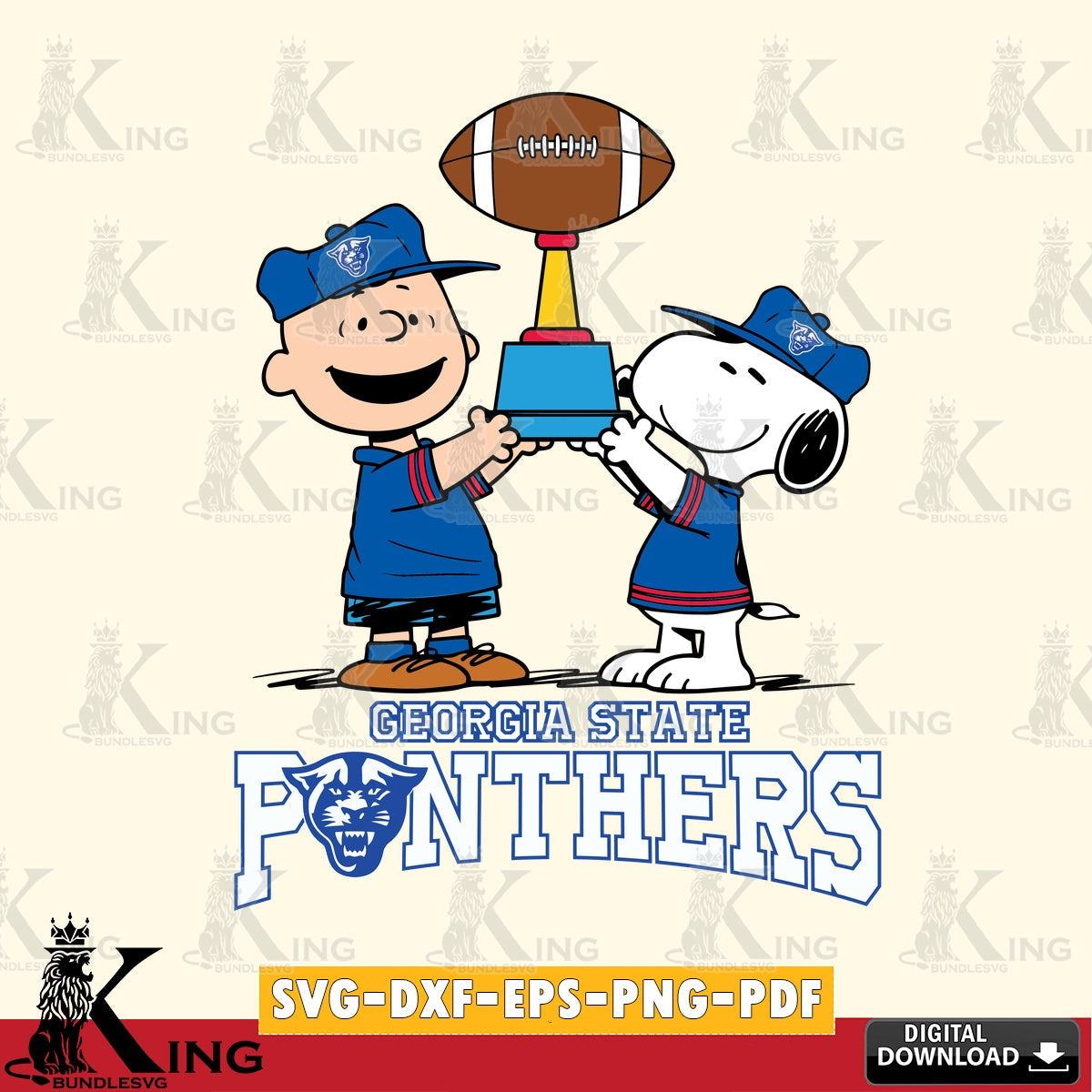 Georgia State Panthers Peanuts Football Trophy SVG, Cricut, Cut file , Digital Download , Instant Download, Peanuts svg, NCAA svg, Football svg, Sport svg