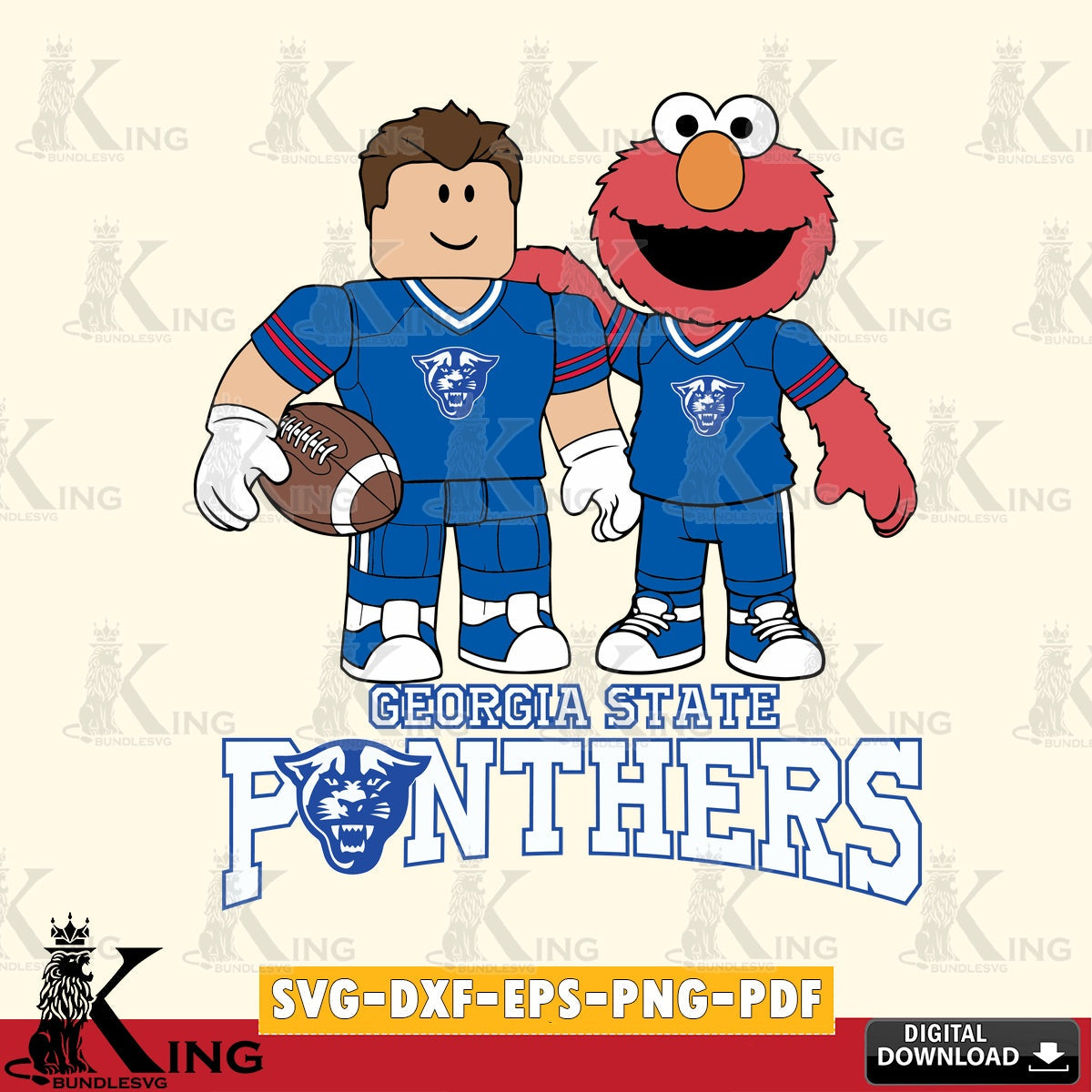 Georgia State Panthers Roblox & Elmo Football SVG file , NCAA Cricut, File cut , Digital Download , PDF File