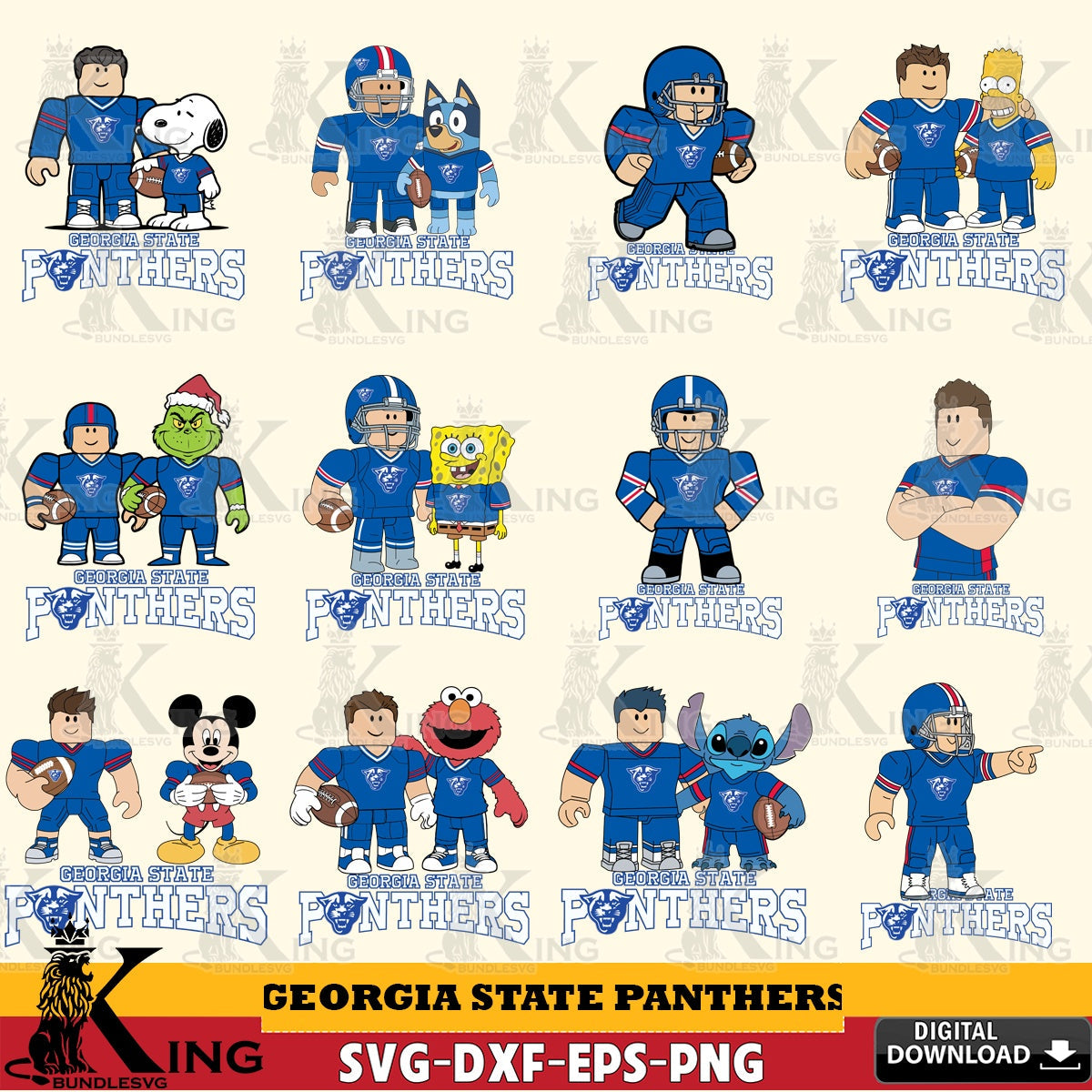 Georgia State Panthers Roblox With Friends football NCAA Bundle SVG file , NCAA Cricut, File cut , Digital Download , PDF File