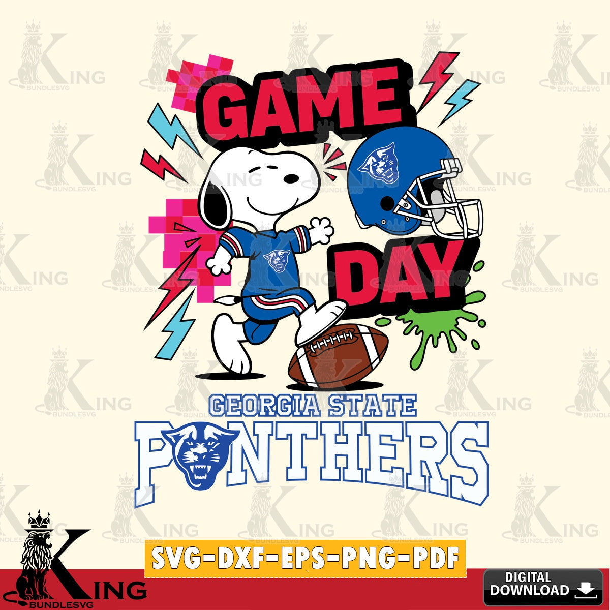 Georgia State Panthers Snoopy Game day SVG, Cricut, Cut file , Digital Download , Instant Download, Peanuts svg, NCAA svg, Football svg, Sport svg