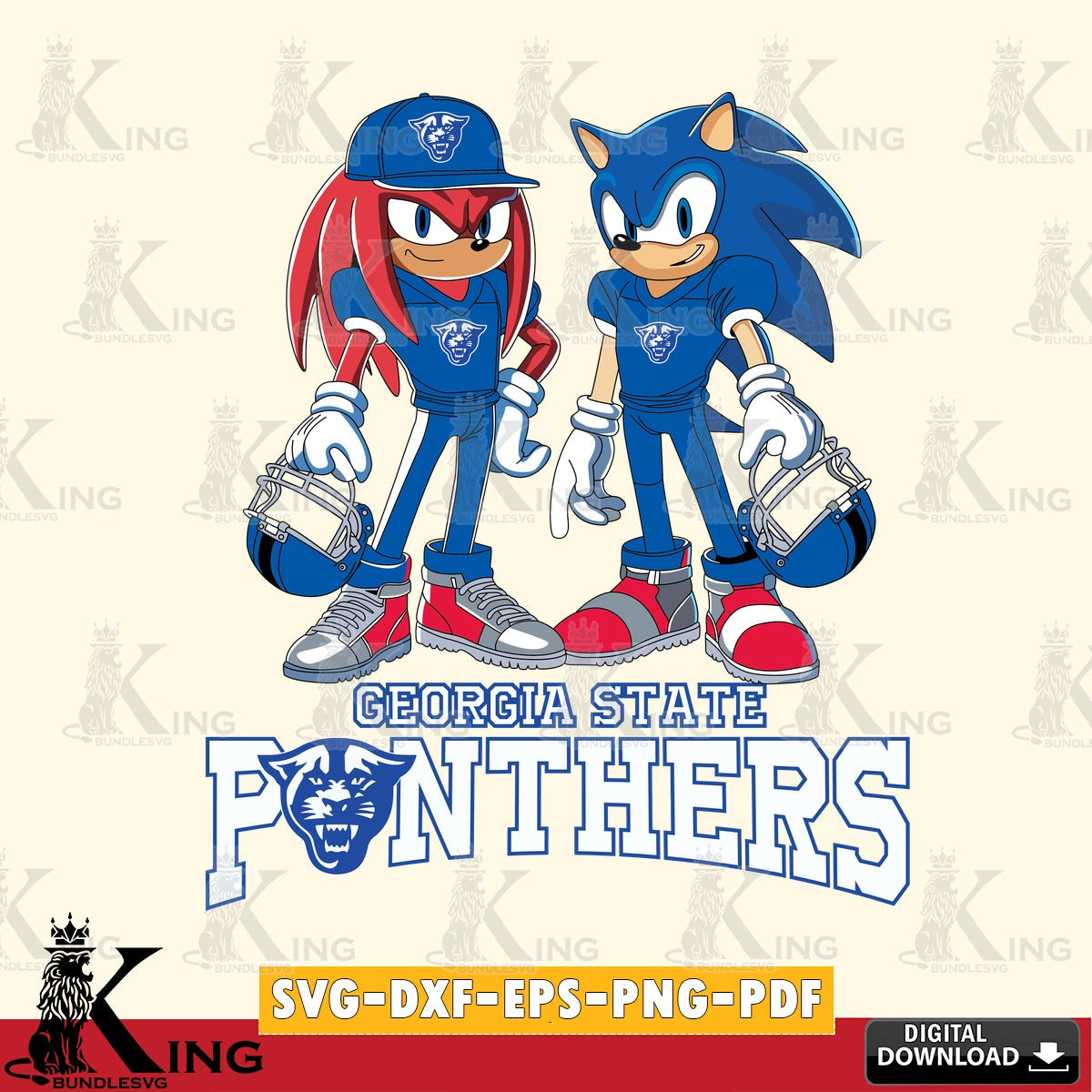 Georgia State Panthers Sonic And Knuckles Player Football SVG file, Vector , Digital Download , PDF File , Instant Download