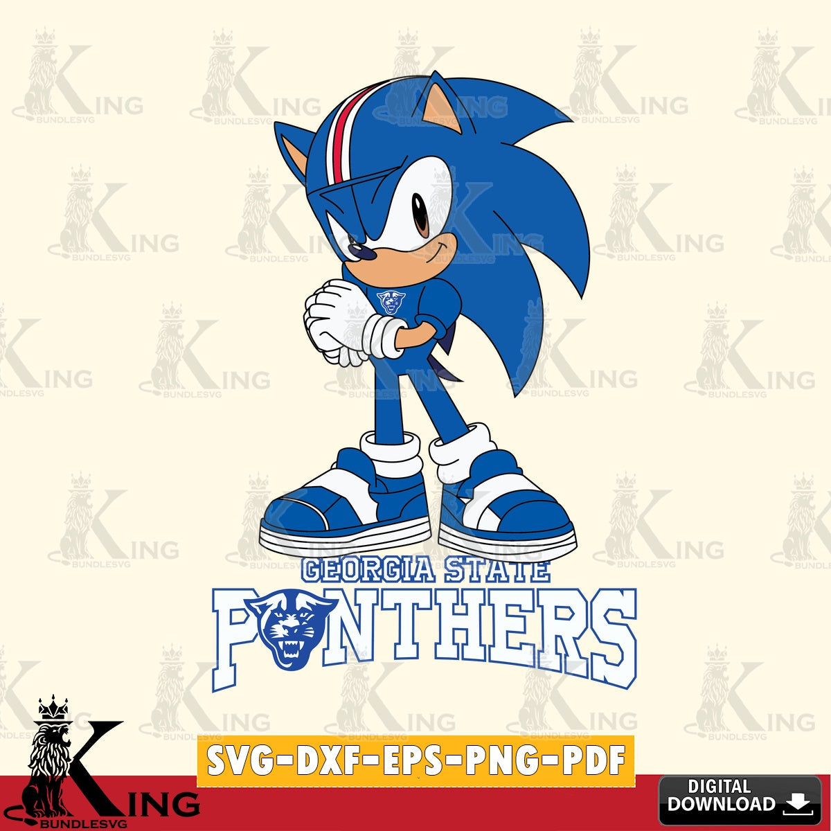 Georgia State Panthers Sonic cute Football SVG file, Vector , Digital Download , PDF File , Instant Download