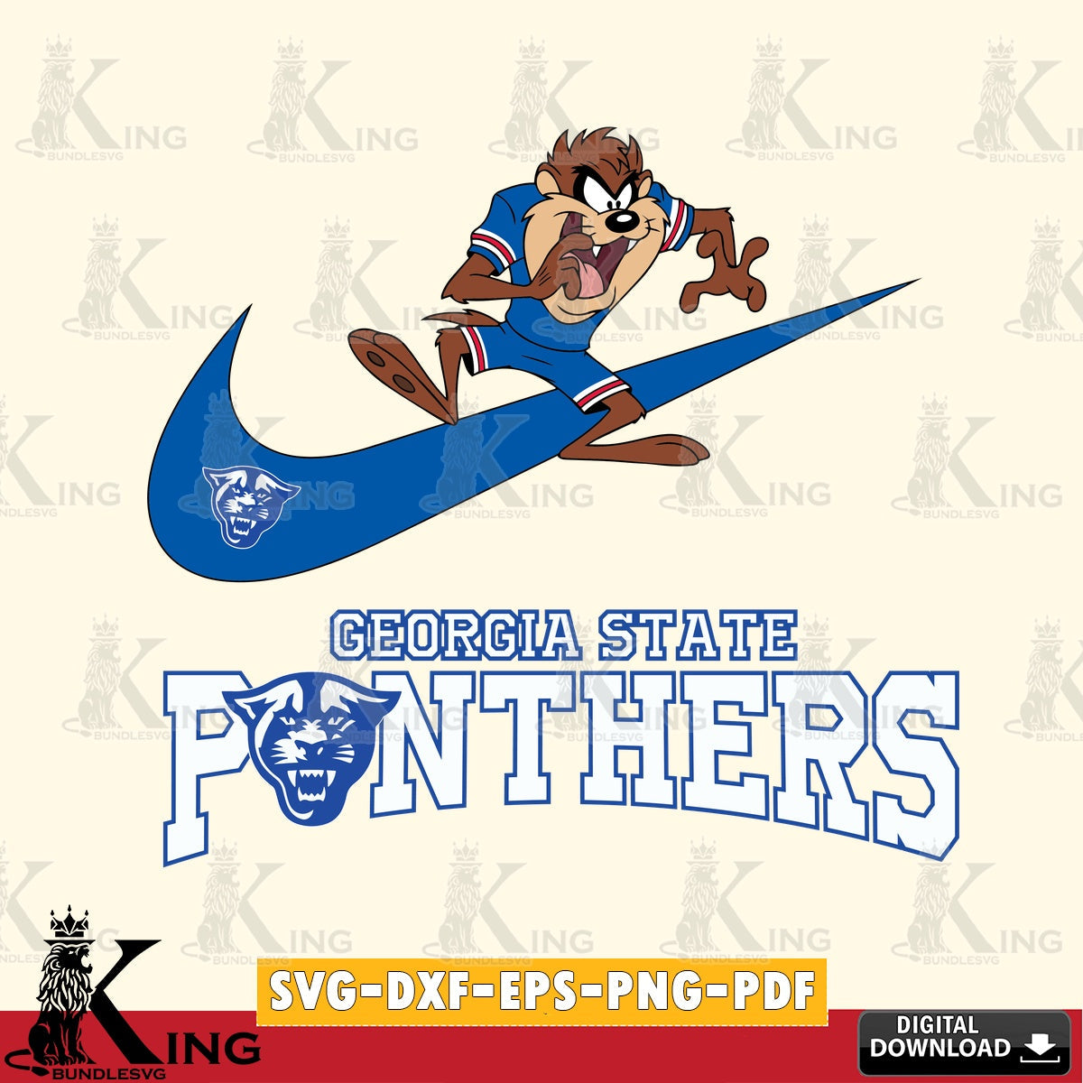 Georgia State Panthers Taz Football Nike SVG file, Cut file , Digital Download , Instant Download, Taz svg, NCAA svg