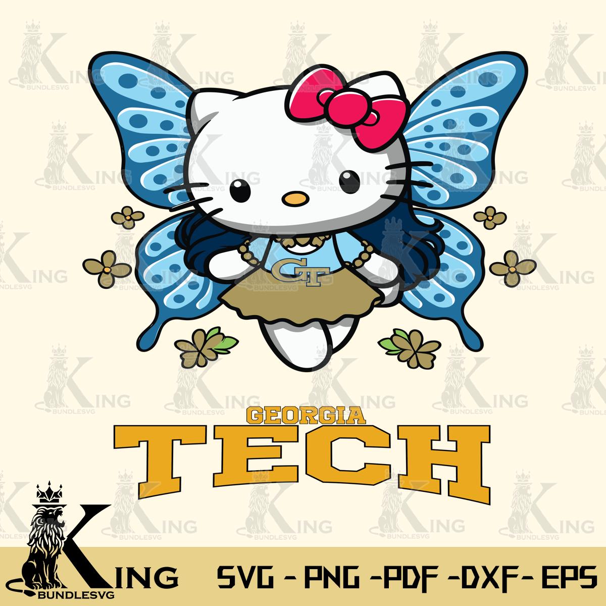 Georgia Tech Yellow Jackets Butterfly Kitty Charm Svg Eps Dxf Png File, Digital Download