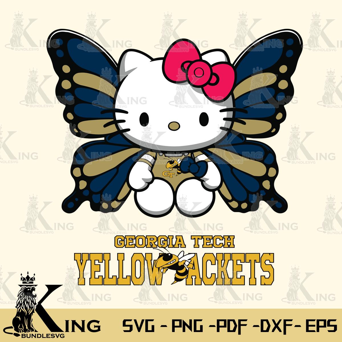 Georgia Tech Yellow Jackets Butterfly Kitty Delight Svg Eps Dxf Png File, Digital Download