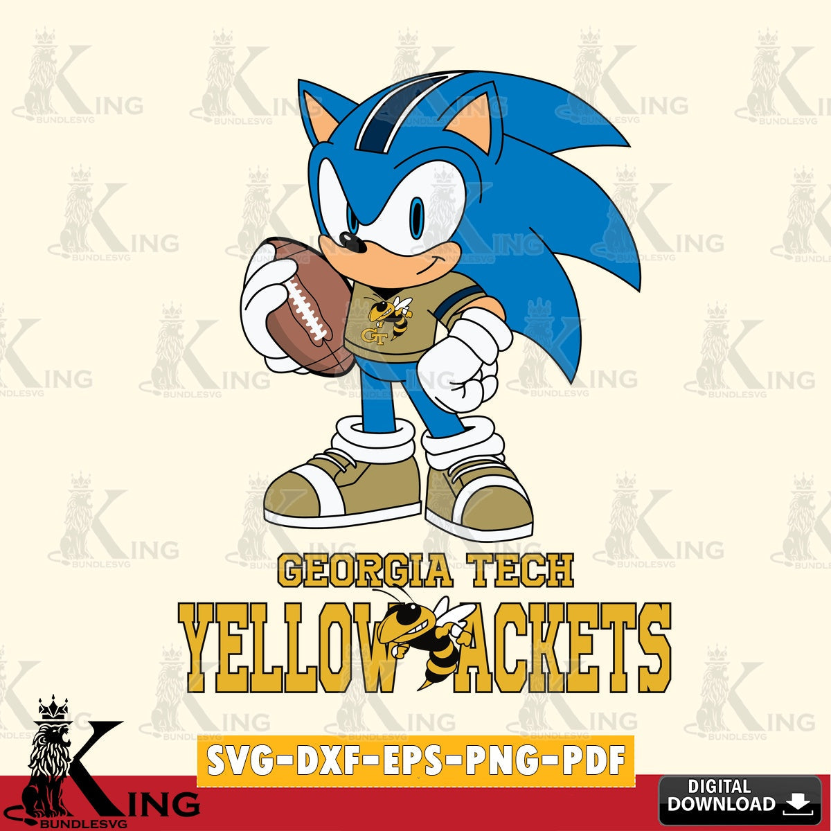 Detailed illustration of Georgia Tech Yellow Jackets Sonic Game Day ready, high-quality vector for DIY scrapbooking and home decor