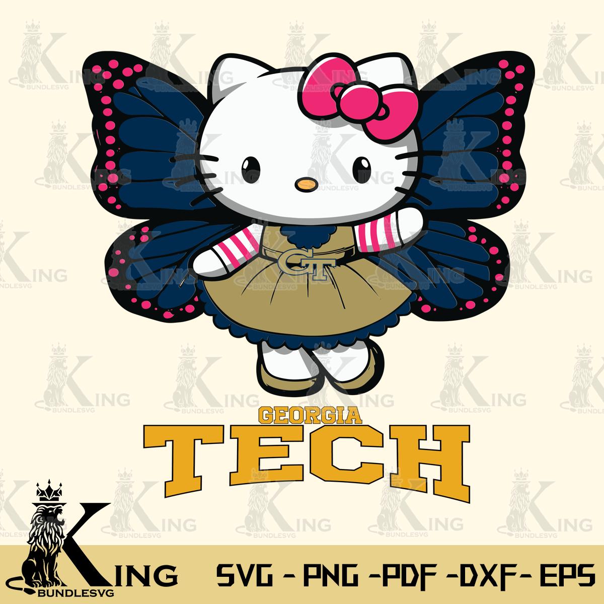 Georgia Tech Yellow Jackets Whimsical Kitty Wings Svg Eps Dxf Png File, Digital Download