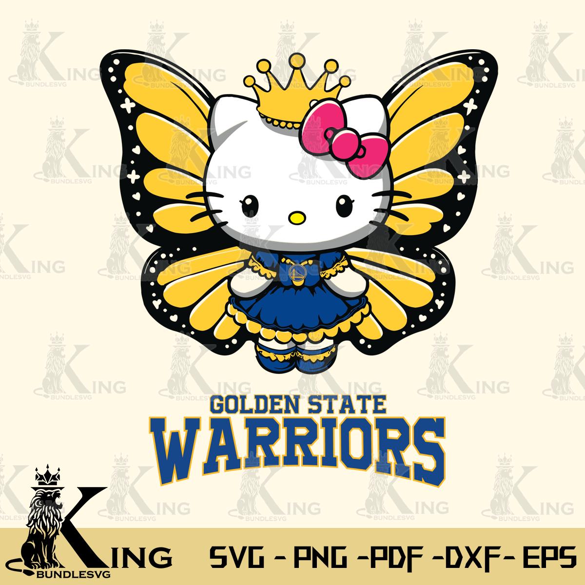 Golden State Warriors Kitty Wings & Flowers Svg Eps Dxf Png File, Digital Download