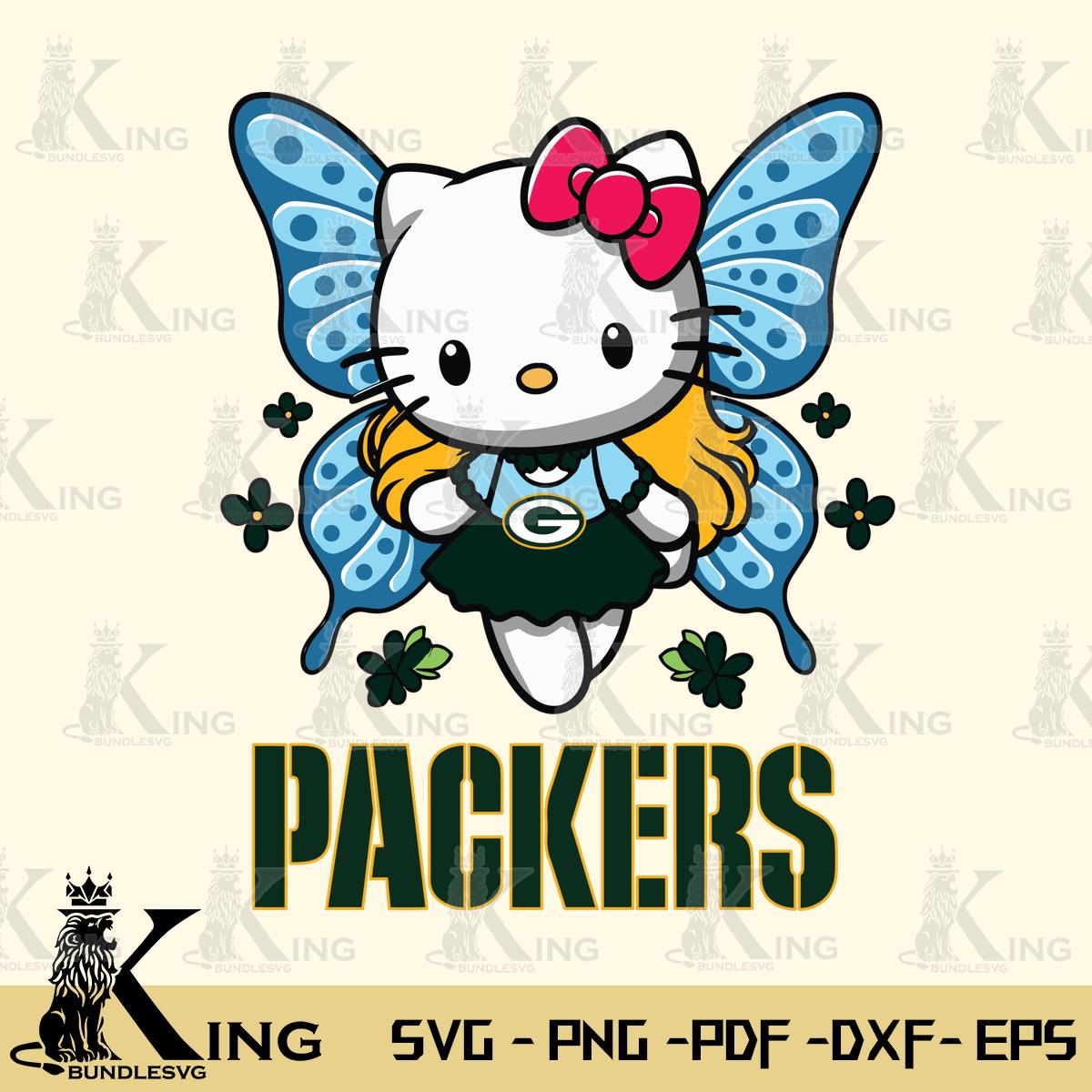 Green Bay Packers Butterfly Kitty Charm Svg Eps Dxf Png File, Digital Download