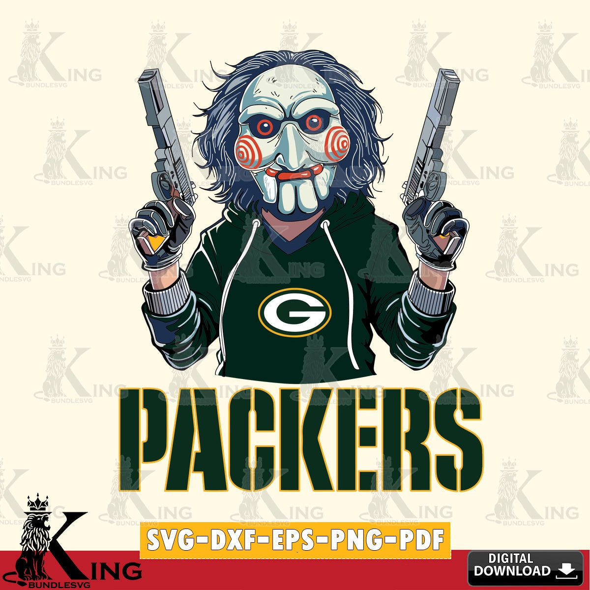 Giant set featuring Green Bay Packers Jigsaw Billy Football digital file for silhouette cameo and cricut projects