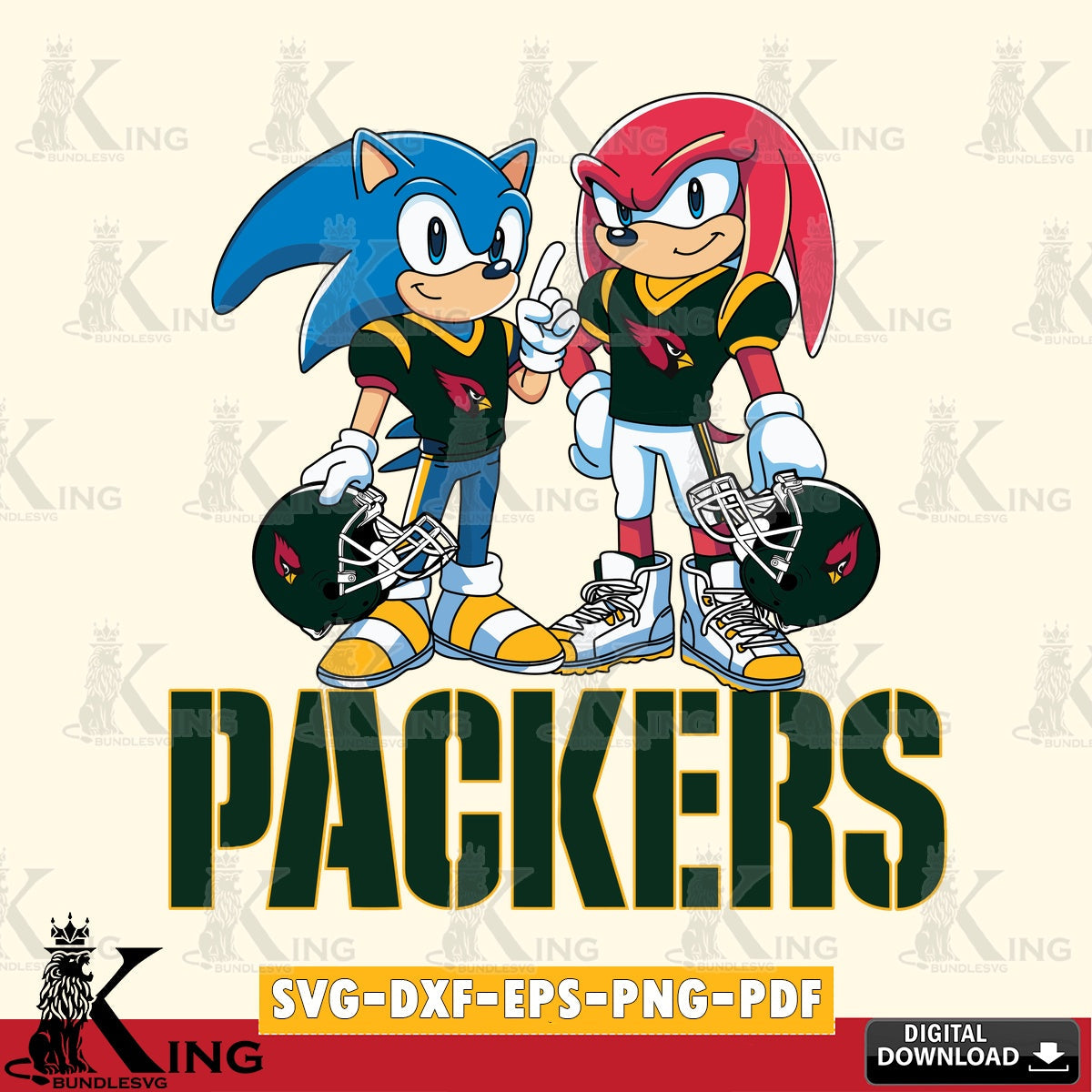 Green Bay Packers Sonic And Knuckles Football SVG file, Vector , Digital Download , PDF File , Instant Download