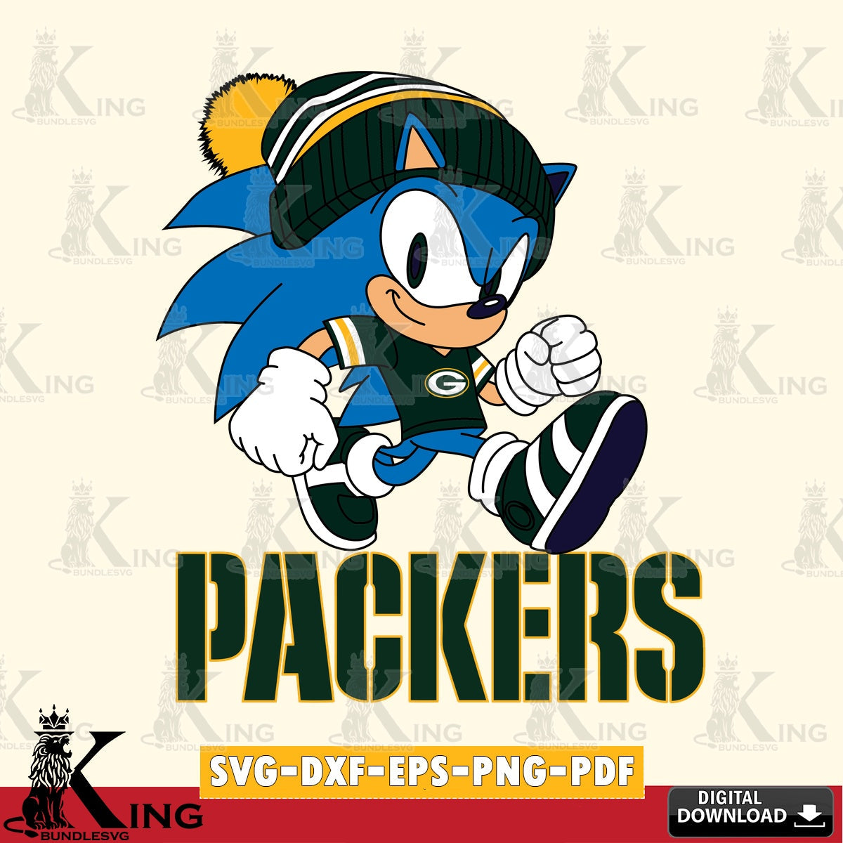 Green Bay Packers Sonic Football SVG file, Vector , Digital Download , PDF File , Instant Download