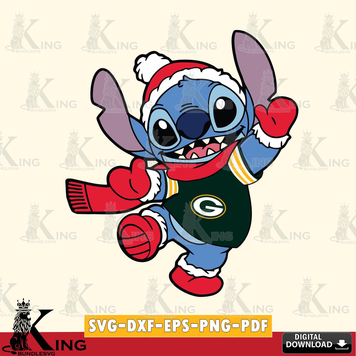 Green Bay Packers Stitch Disney Christmas SVG, NFL for Cricut, Silhouette, Digital Download , file cut