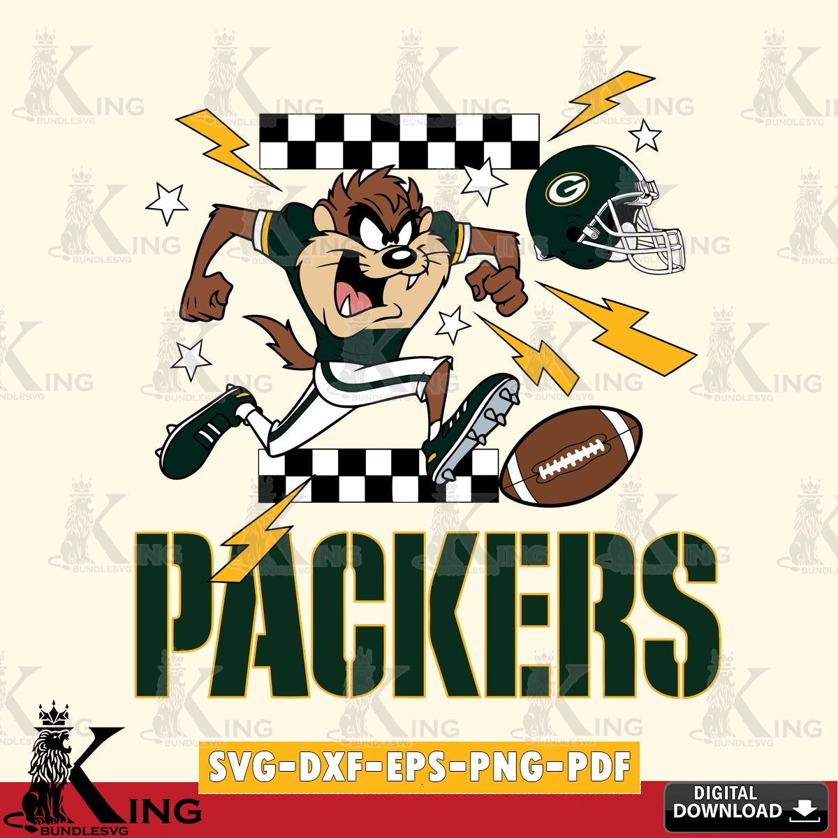 Green Bay Packers Taz Football Lightning Cut file , Digital Download , Instant Download, Looney Tunes svg, Football svg