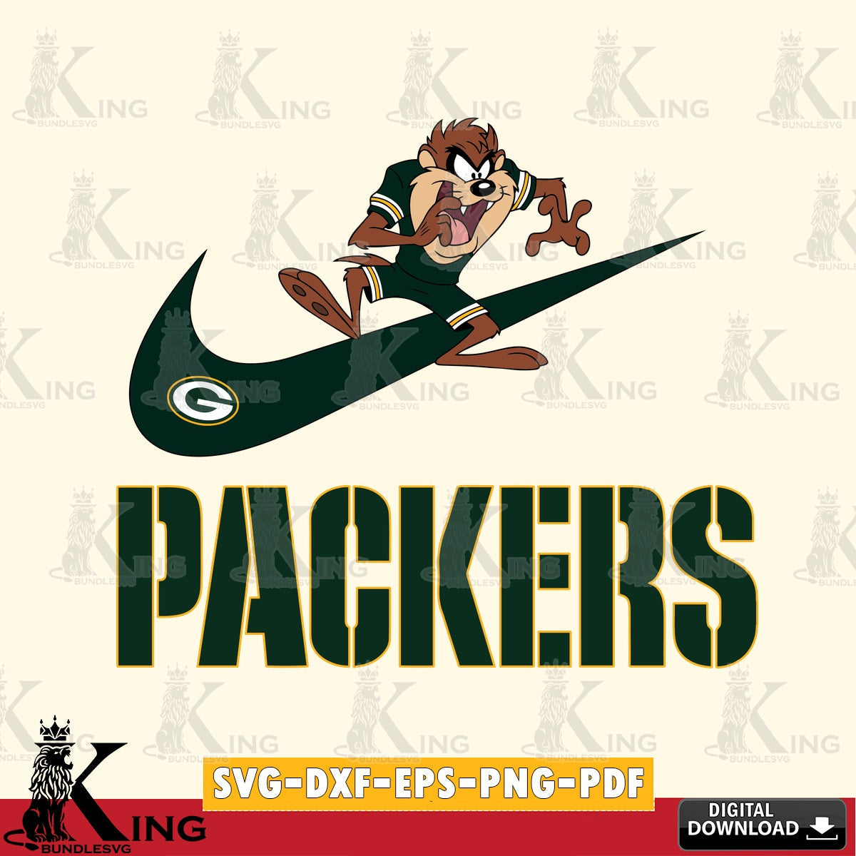 Green Bay Packers Taz Football Nike Cut file , Digital Download , Instant Download, Looney Tunes svg, Football svg