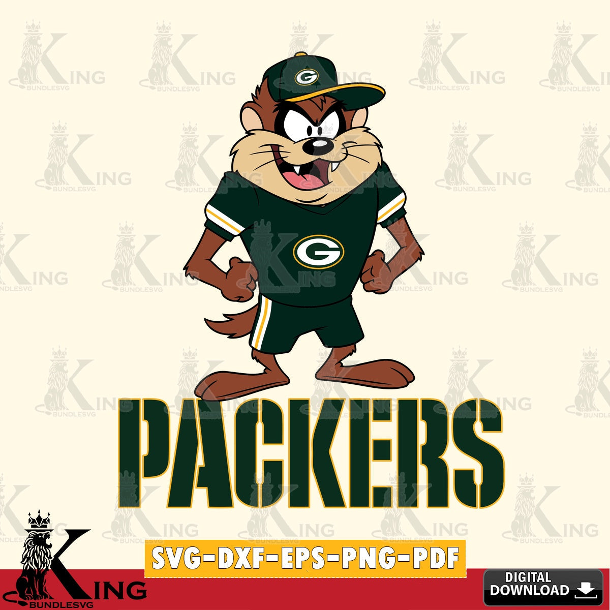 Green Bay Packers Taz Standing Pose Cut file , Digital Download , Instant Download, Looney Tunes svg, Football svg