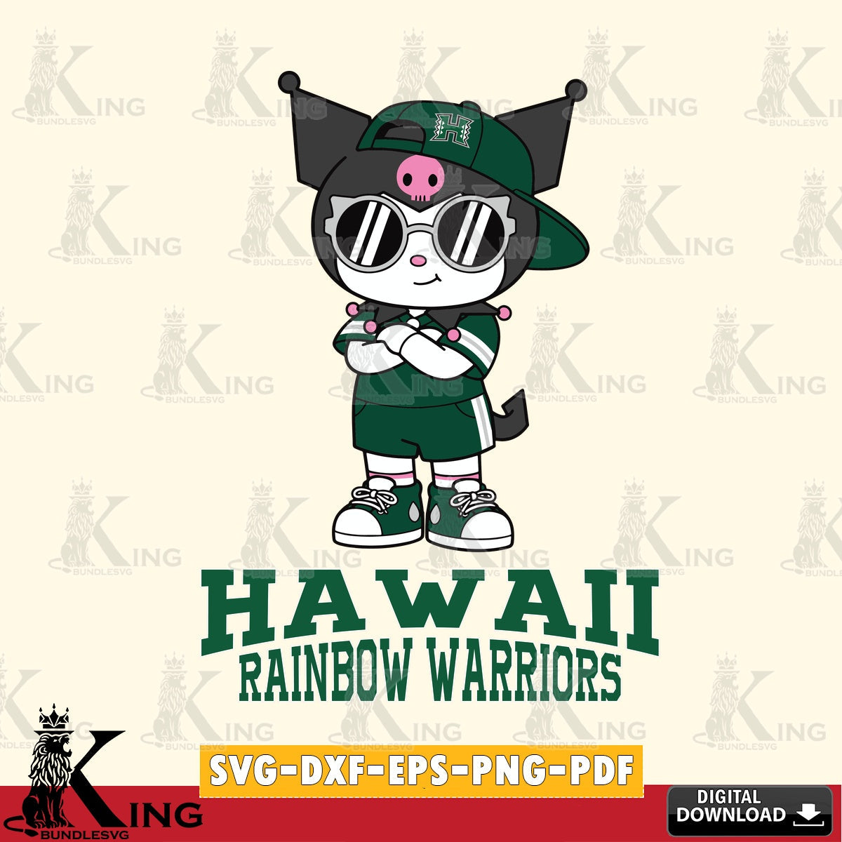 Hawaii Rainbow Warriors Kuromi Football Jersey SVG file, Cricut, Cut file , Digital Download , Instant Download, Sanrio svg, Clipart
