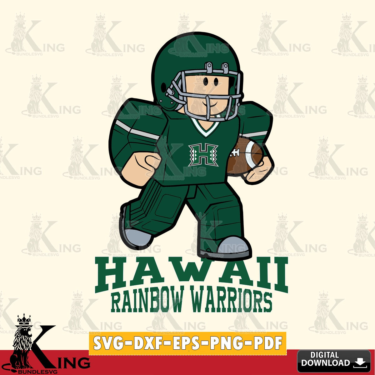Hawaii Rainbow Warriors Roblox Player Rugby SVG file , NCAA Cricut, File cut , Digital Download , PDF File