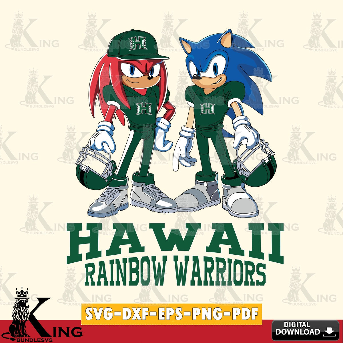 Hawaii Rainbow Warriors Sonic And Knuckles Player Football SVG file, Vector , Digital Download , PDF File , Instant Download