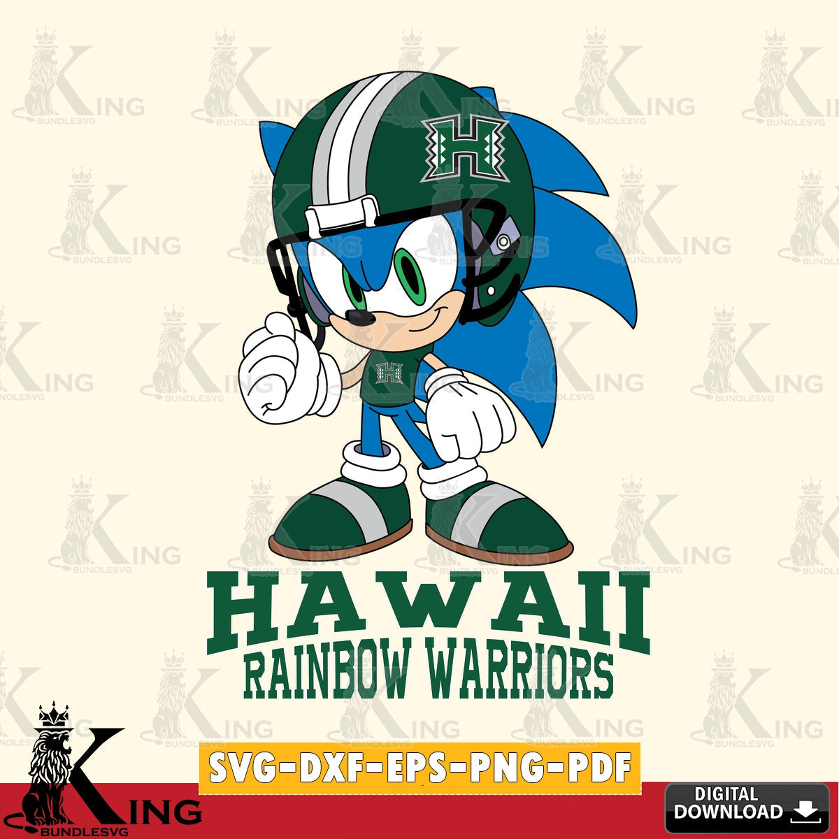 Hawaii Rainbow Warriors Sonic Football Mascot SVG file, Vector , Digital Download , PDF File , Instant Download