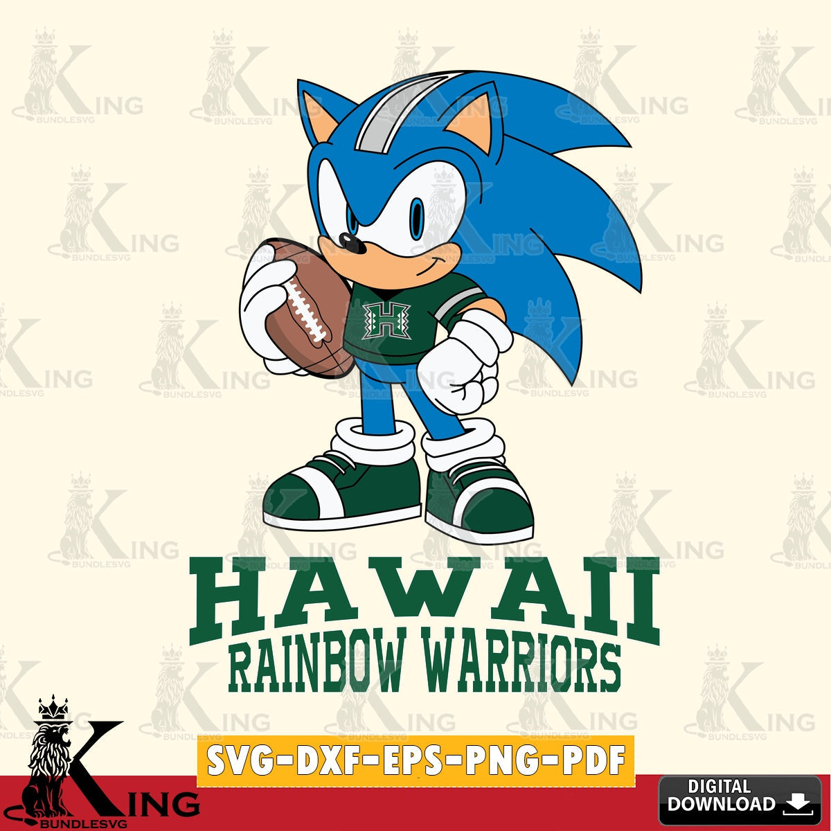 Stylish representation of Hawaii Rainbow Warriors Sonic Game Day Ready vector illustration for POD merchandise and apparel