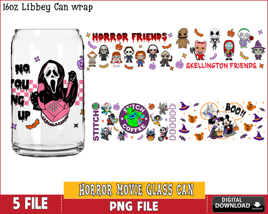Horror Movie Halloween Glass Can bundle PNG, Horror Movie Glass Can PNG Silhouette, digital download , Instant Download