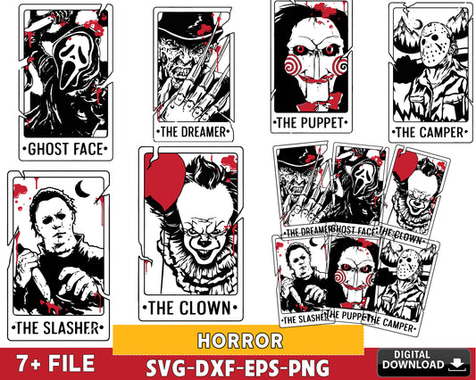 Horror svg, Horror Characters Tarot Card SVG, Horror friends SVG DXF EPS PNG, bundle halloween svg, cricut, for Cricut, Silhouette, digital download , file cut