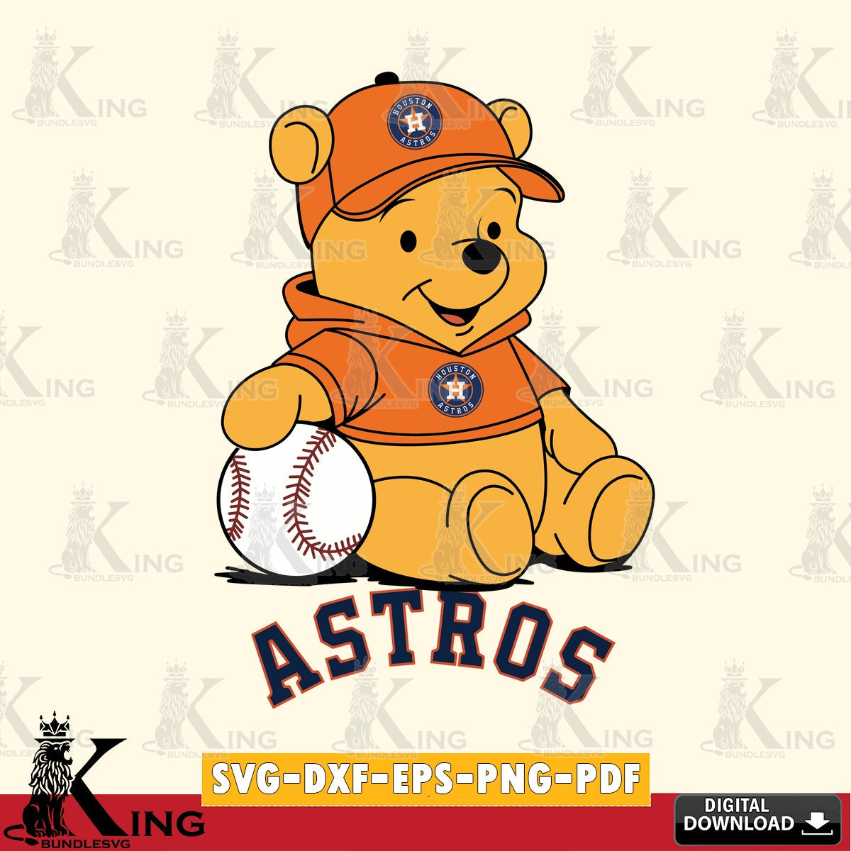 Unique artwork depicting Houston Astros Baseball Star Teddy, cut file ideal for vinyl projects and T-shirt printing