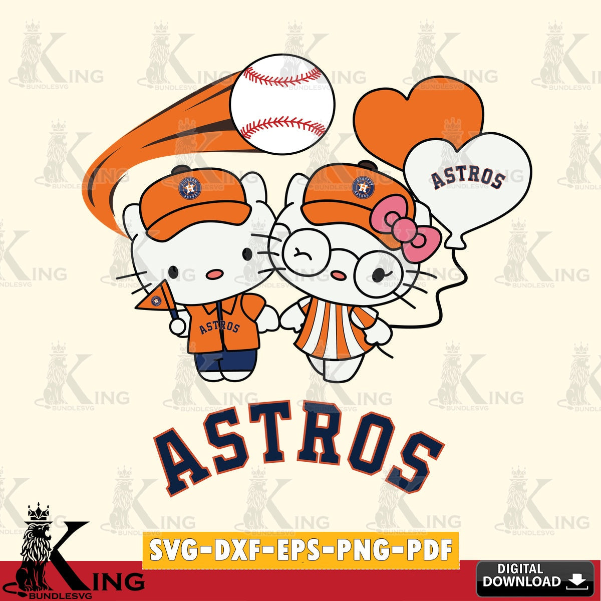 Jumbo collection of Houston Astros Hello Kitty baseball couple SVG cut file for personalized gifts and laser projects