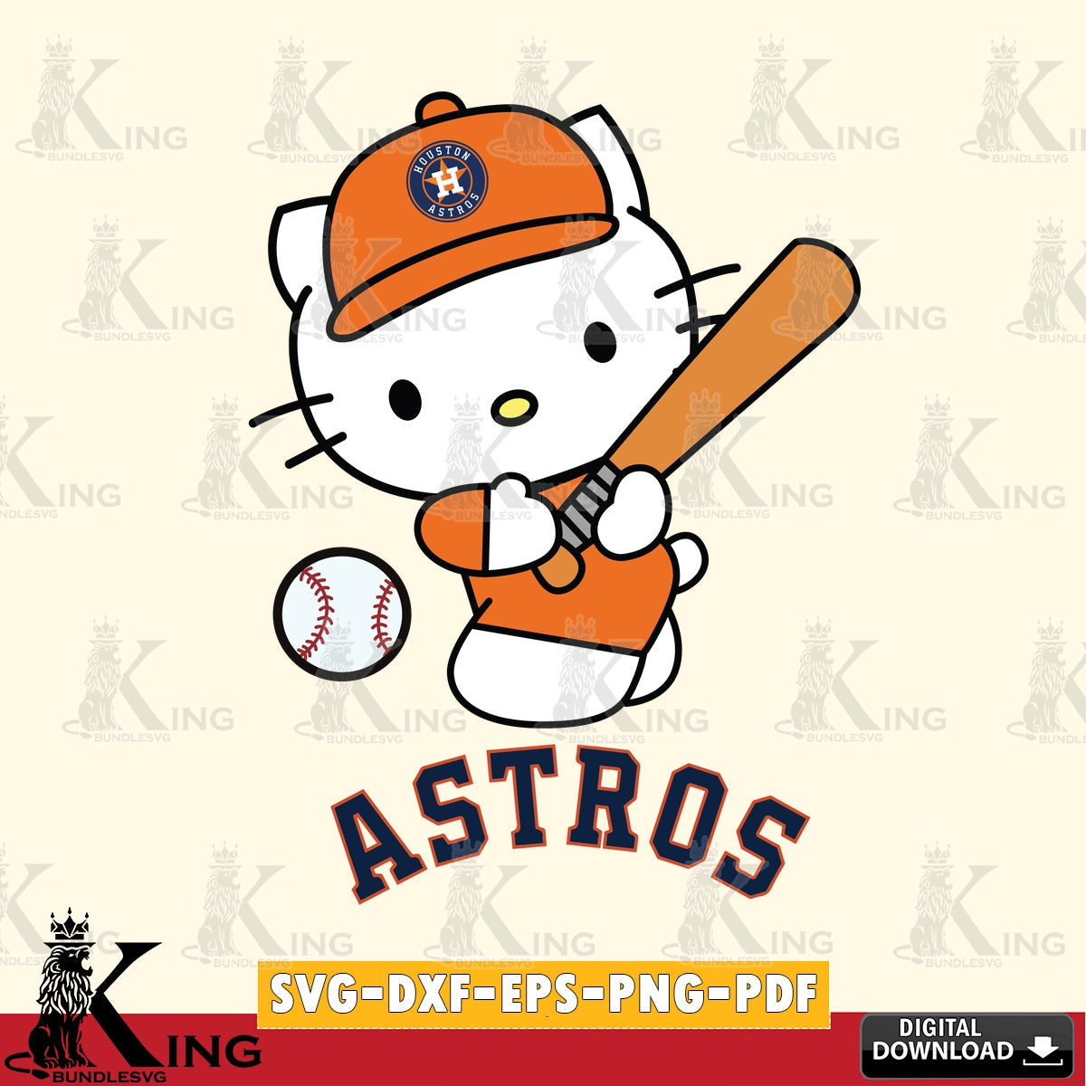 Mega bundle containing Houston Astros Hello Kitty playing baseball cut file ideal for vinyl projects and T-shirt printing
