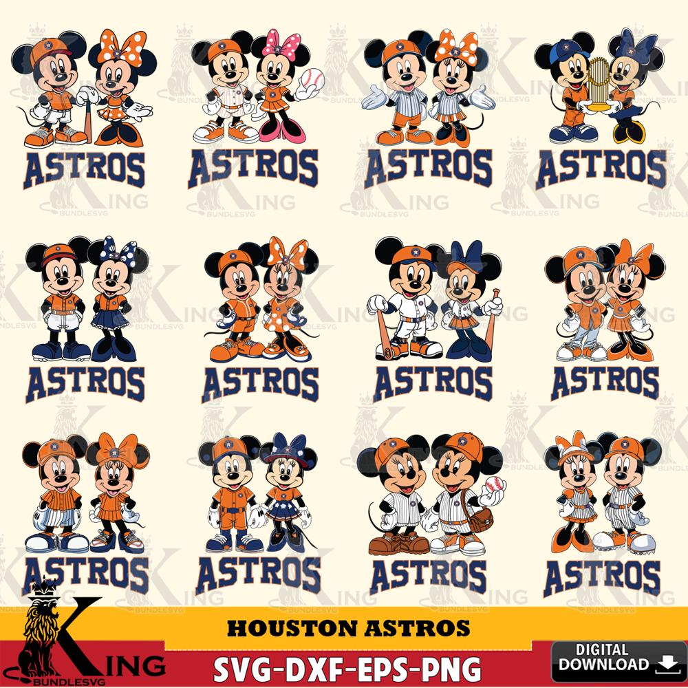 Houston Astros Mickey Minnie MLB Bundle SVG DXF EPS PNG PDF, MLB for Cricut, Silhouette, Digital Download , file cut