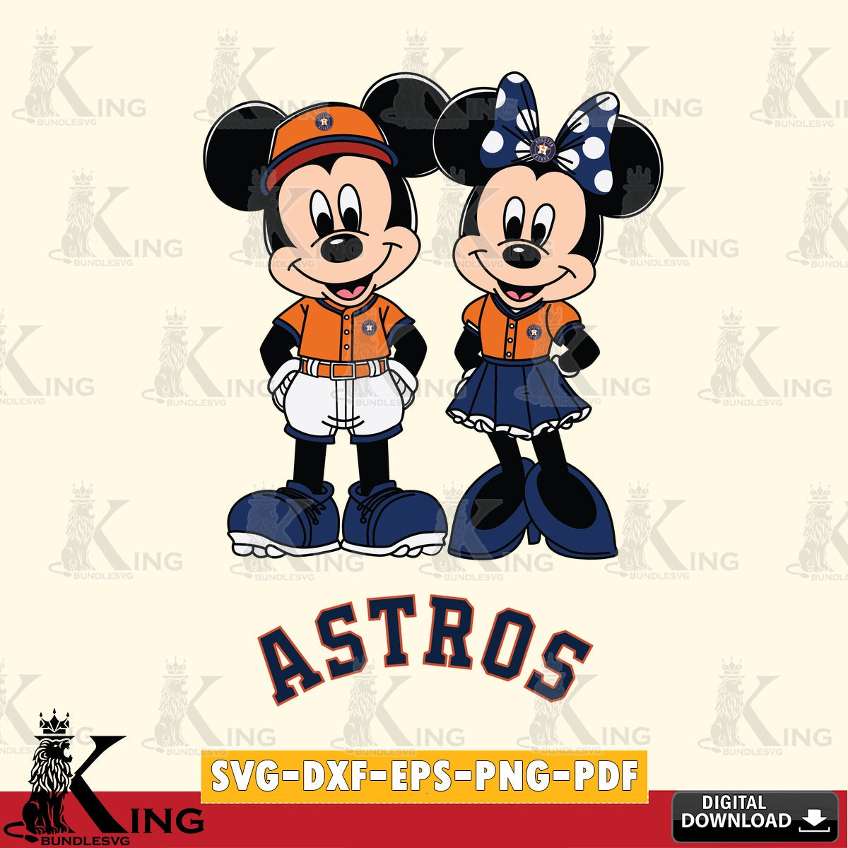 Houston Astros Mickey Minnie Mouse Baseball SVG file , For Cricut, File cut , Digital Download , PDF File, Cut Files